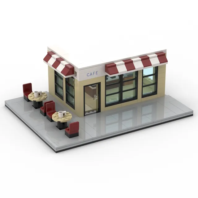 Corner coffee shop: brick model render