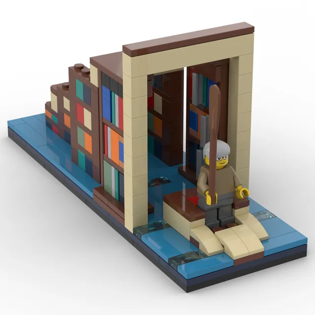 The endless flooded library: brick model render