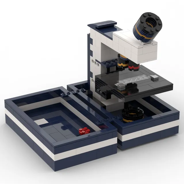 Field microscope in its case: brick model render
