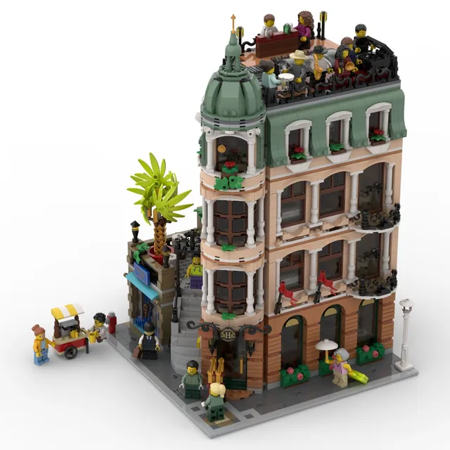 Hotel rooftop jazz terrace: brick model render