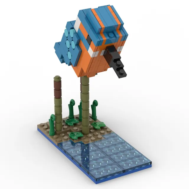 Kingfisher about to dive: brick model render