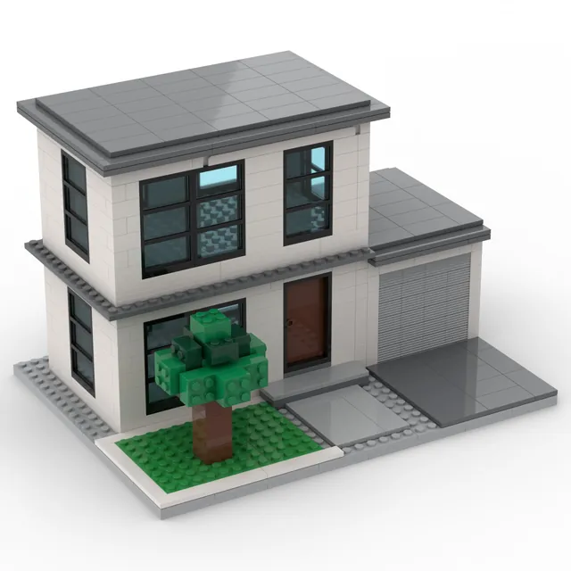 Modern family house: brick model render