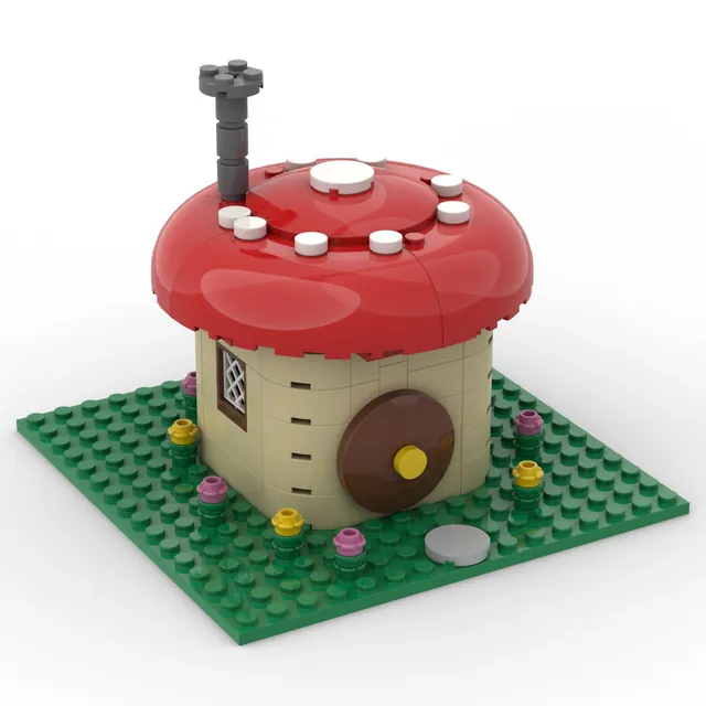 Mushroom fairy house: brick model render