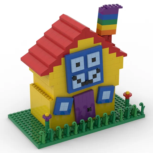 My kid's wonky house: brick model render