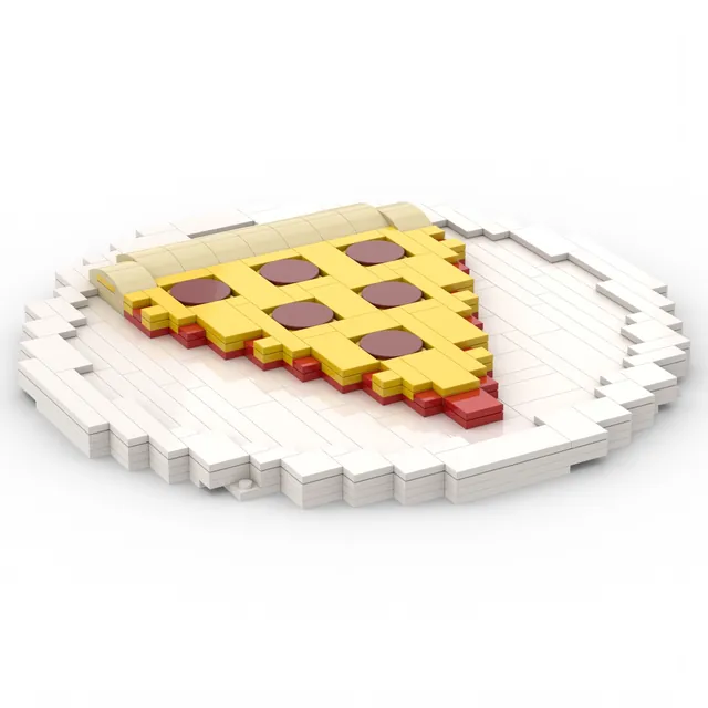 Pepperoni pizza slice: brick model render
