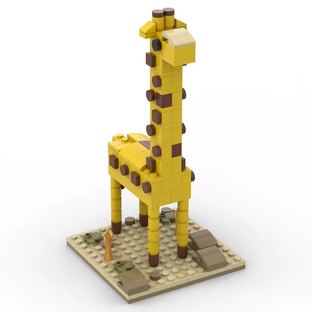 Savanna giraffe: brick model render