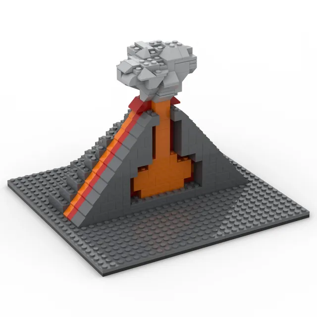 Volcano cutaway: brick model render